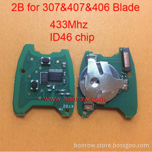 Peugeot 2 button universal remote control car key With 433Mhz ID46 Chip for 307&407 &406 Blade